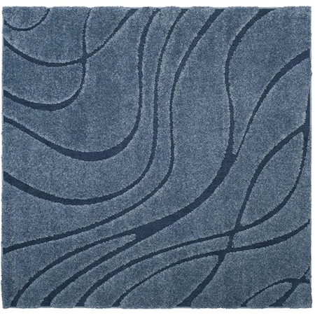 Safavieh 6 ft.7 in. x 6 ft.7 in. Power Loomed Square Shag RugLight Blue & Blue SG471-6065-7SQ
